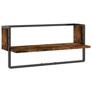 vidaXL V&auml;gghylla med st&auml;nger r&ouml;kf&auml;rgad ek 65x25x30 cm