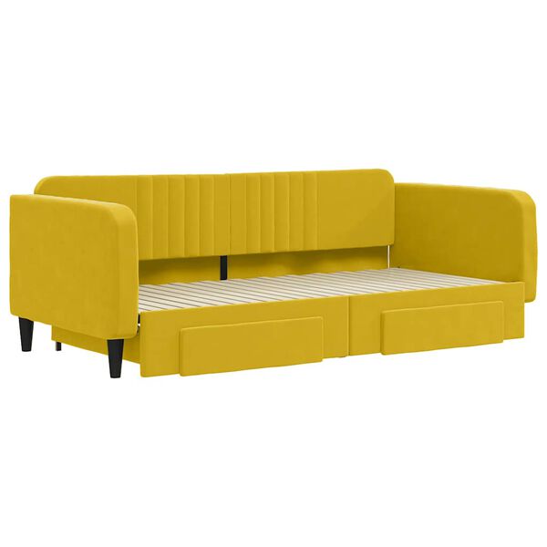 vidaXL Dagbädd utdragbar med lådor gul 100x200 cm sammet
