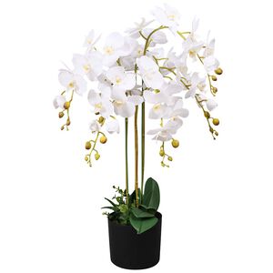 vidaXL Konstv&auml;xt Orkid&eacute; med kruka 75 cm vit