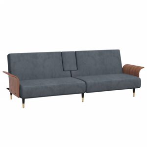 vidaXL B&auml;ddsoffa med muggh&aring;llare m&ouml;rkgr&aring; sammet
