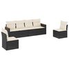 vidaXL Loungegrupp med dynor 6 delar svart konstrotting