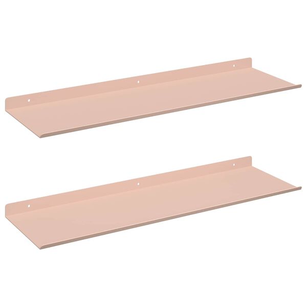 vidaXL Flytande hylla V&auml;ggmonterad 2 pcs Rosa 60 x 18 x 2,5 cm St&aring;l
