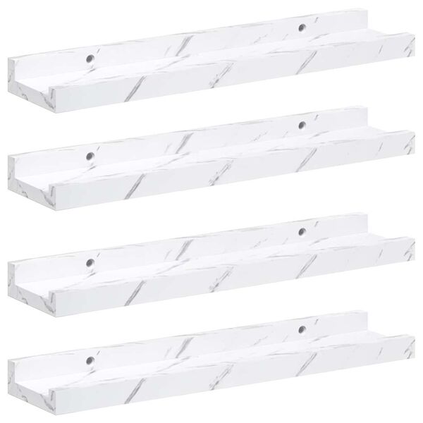 vidaXL V&auml;gg hylla 4 pcs Vit marmor 40 x 9 x 3 cm Konstruerat tr&auml;