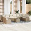 vidaXL Soffset med kudde 11 pcs Beige Polyrattan