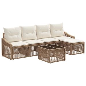 vidaXL Tr&auml;dg&aring;rdsoffset Justerbar 6 pcs Beige konstrotting
