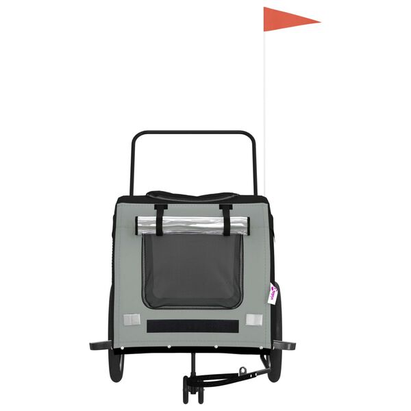 vidaXL Cykelvagn för djur svart och grå oxfordtyg och järn