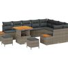 vidaXL Tr&auml;dg&aring;rdsoffset 12 pcs Gr&aring; Poly Rattan och Pulverlackerad St&aring;l