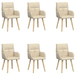 vidaXL Matstolar 6 st Tyg Gr&auml;ddvit 60 x 56 x 96 cm