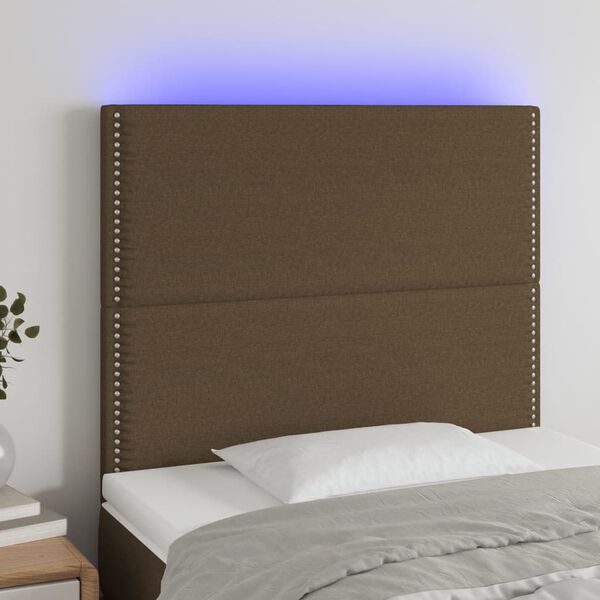 vidaXL S&auml;nggavel LED m&ouml;rkbrun 100x5x118/128 cm tyg