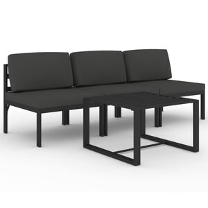 vidaXL Loungegrupp f&ouml;r tr&auml;dg&aring;rden 4 delar med dynor aluminium antracit