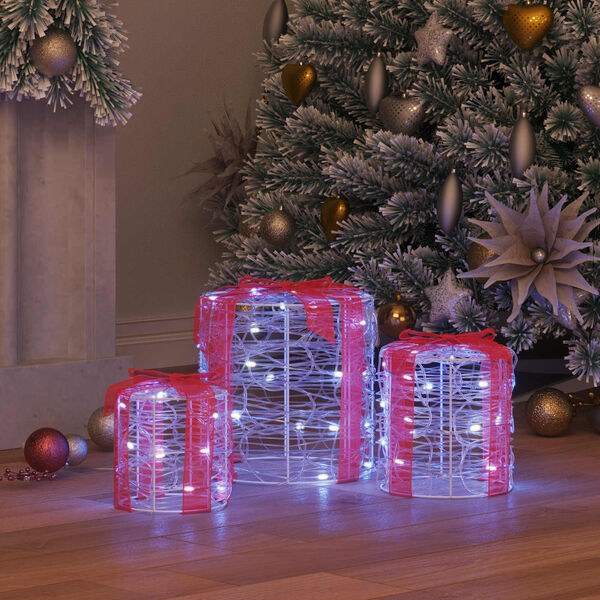 vidaXL Dekor av G&aring;va Box 3 pcs Kallvit 20 x 20 x 21 cm Akryl