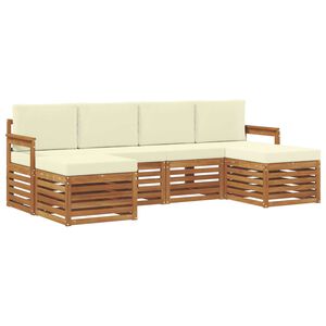 vidaXL Soffgrupper 6 pcs Naturlig och Gr&auml;dde Massivt Akaciatr&auml;