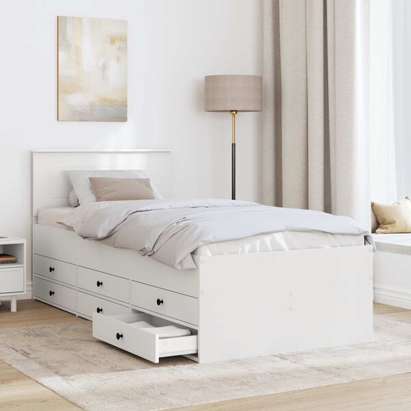 vidaXL S&auml;ngsoffa med l&aring;da Vit och svart 90 x 200 cm Konstruerat tr&auml;