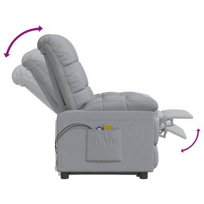 vidaXL Elektrisk massagefåtölj ljusgrå tyg