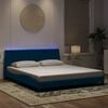 vidaXL Bed Frame with LED without Mattress "Hanko" Blue 180x200 cm Velvet