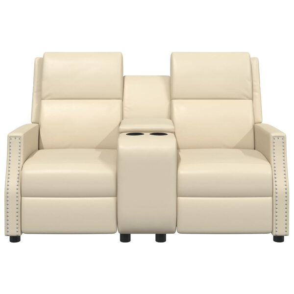 vidaXL Massagefåtölj 2-sits gräddvit konstläder
