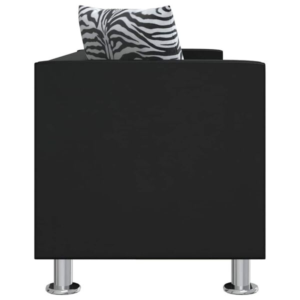 vidaXL Soffa 3-sits konstl&auml;der svart