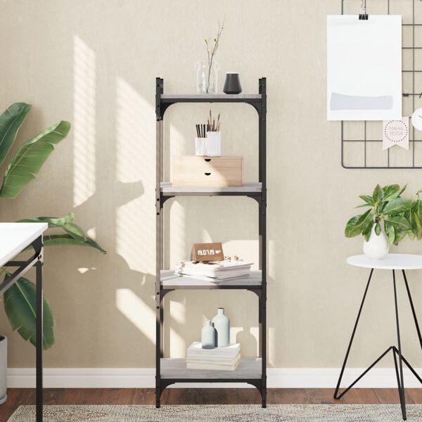 vidaXL Bokhylla 4 hyllplan gr&aring; sonoma 40x30x120 cm konstruerat tr&auml;