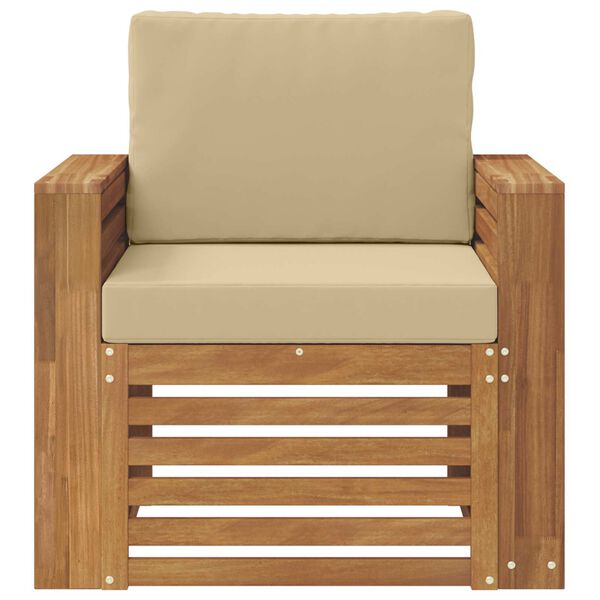 vidaXL Utomhussoffset Massivt akaciatr&auml; och polyester Naturf&auml;rg