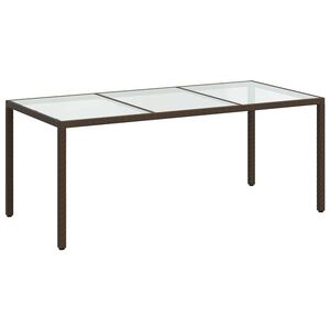 vidaXL Utebord 190x90x75 cm h&auml;rdat glas och konstrotting brun