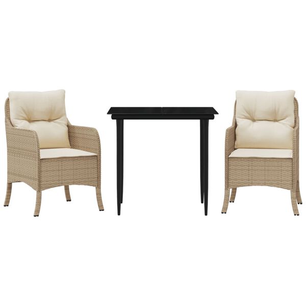 vidaXL Matgrupp för trädgården med dynor 5 delar beige konstrotting