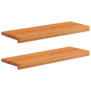 vidaXL Trapstegsmattor 2 st 80 x 25 x 2 cm Ljusbrun Massivt boktr&auml;