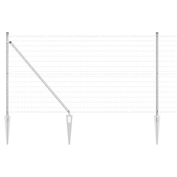 vidaXL St&auml;ngsel med stolpe Silver 1 x 10 m St&aring;l