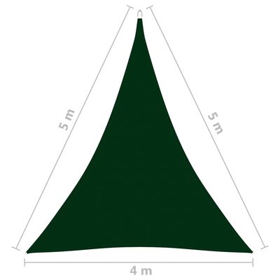 vidaXL Solsegel oxfordtyg triangulärt 4x5x5 m mörkgrön
