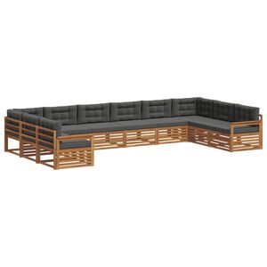 vidaXL Soffgrupper 9 pcs Naturlig och Antracit Massivt Akaciatr&auml;