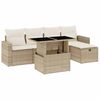 vidaXL Soffgrupp f&ouml;r tr&auml;dg&aring;rden med dynor 6 delar beige konstrotting