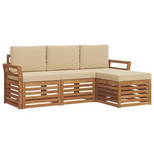 vidaXL Utomhussoffset med kudde 4 pcs Naturlig och Beige