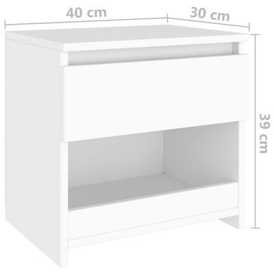 vidaXL Sängbord 2 st vit 40x30x39 cm konstruerat trä
