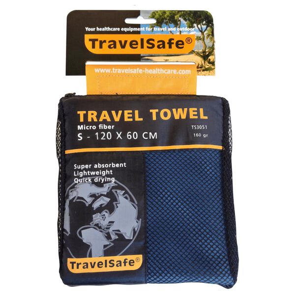 Travelsafe Resehandduk i mikrofiber kungsbl&aring; strl. S TS3051
