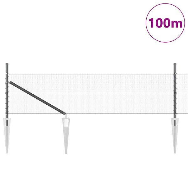 vidaXL St&auml;ngselstolpe Gr&aring; 100 x 0,4 m (13 mm n&auml;t) St&aring;l och PVC
