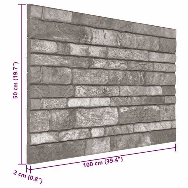 vidaXL V&auml;ggpaneler 10 pcs M&ouml;rkgr&aring; 100 x 50 cm EPS Skum