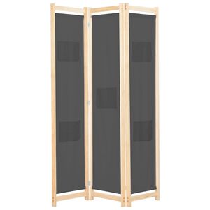 vidaXL Rumsavdelare 3 paneler 120x170x4 cm gr&aring; tyg