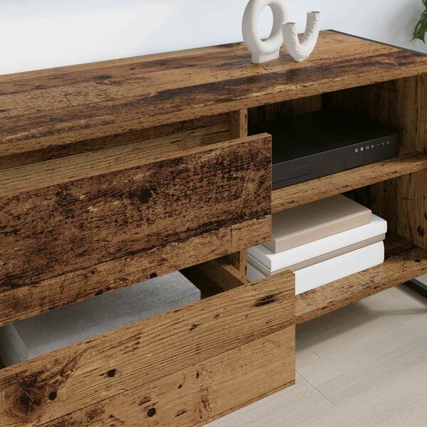 vidaXL TV-sk&aring;p med l&aring;da Gammalt tr&auml; 100 x 36 x 49,5 cm Konstruerat tr&auml;