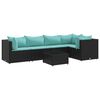 vidaXL Loungegrupp med dynor 6 delar svart konstrotting