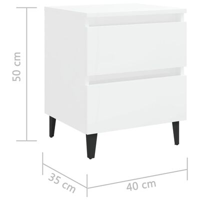 vidaXL Sängbord 2 st vit högglans 40x35x50 cm konstruerat trä