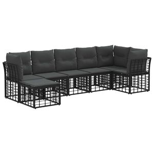 vidaXL Utomhussoffset 7 st 7-sits Svart Polyester