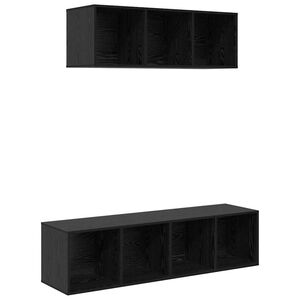 vidaXL TV-b&auml;nkset V&auml;ggmonterad 2 pcs Svart Ek Konstruerat tr&auml;