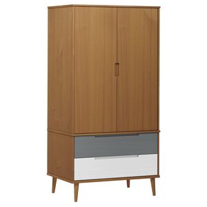 vidaXL Kl&auml;dsk&aring;p MOLDE brun 90x55x175 cm massiv furu