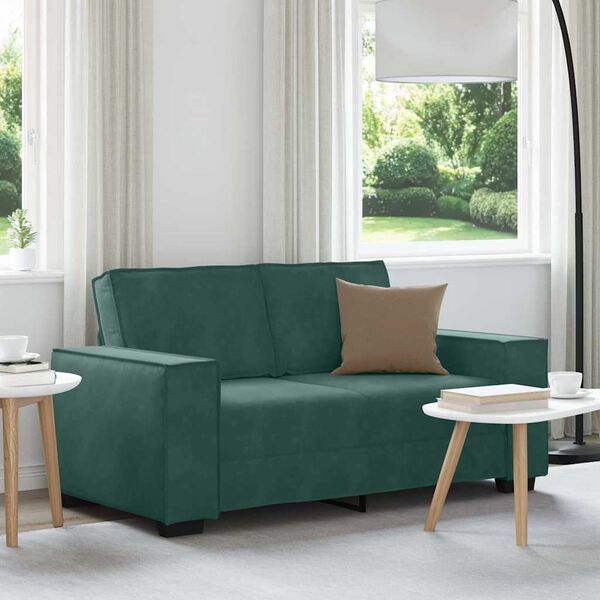 vidaXL Soffa 2-sits m&ouml;rkgr&ouml;n 160x78x84 cm sammet