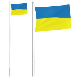 vidaXL Ukrainas flagga och flaggst&aring;ng 6,23 m aluminium