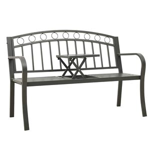 vidaXL Tr&auml;dg&aring;rdsb&auml;nk med bord gr&aring; 120 cm st&aring;l