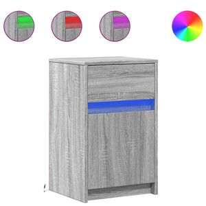 vidaXL S&auml;ngbord med LED-lampor 2 st gr&aring; sonoma konstruerat tr&auml;