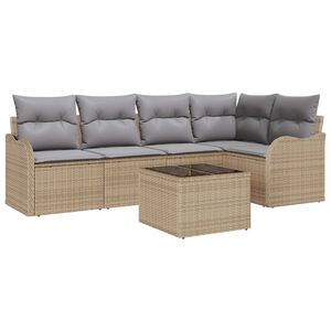 vidaXL Tr&auml;dg&aring;rdsoffset med lagring 6 pcs Beige konstrotting