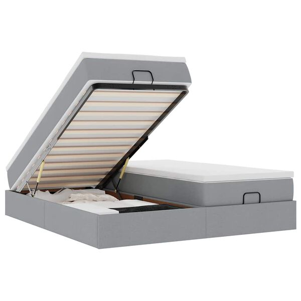 vidaXL Ottoman s&auml;ngram med madrasser ljusgr&aring; 180x200 cm tyg