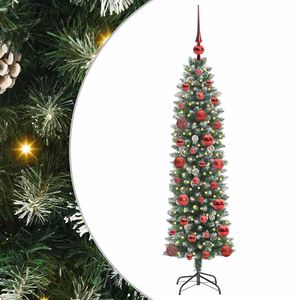 vidaXL Konstgjort smalt jultr&auml;d med 150 LED-lampor Gr&ouml;n och Vit 120 cm