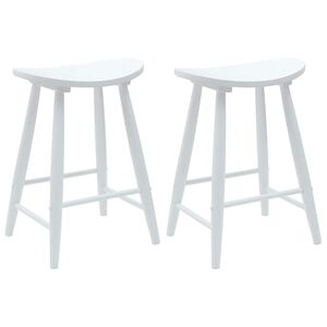 vidaXL Matstolar 2 st Massiv Gummitr&auml; Vit 46 x 37 x 63 cm